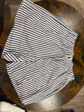 Calvin Klein Navy and White Striped Elastic Waist Shorts